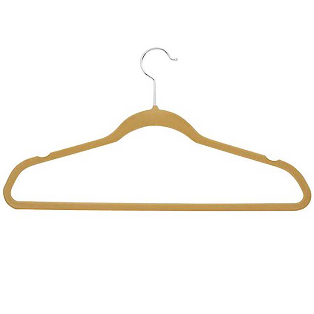 Ultra Thin Non-Slip Velvet Hangers 50 Pack Tan