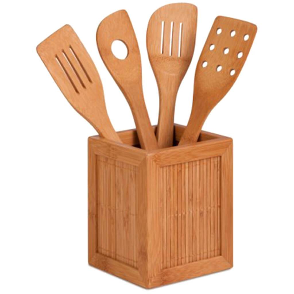 Bamboo Utensil Caddy Kitchen Utensil Bamboo Caddy