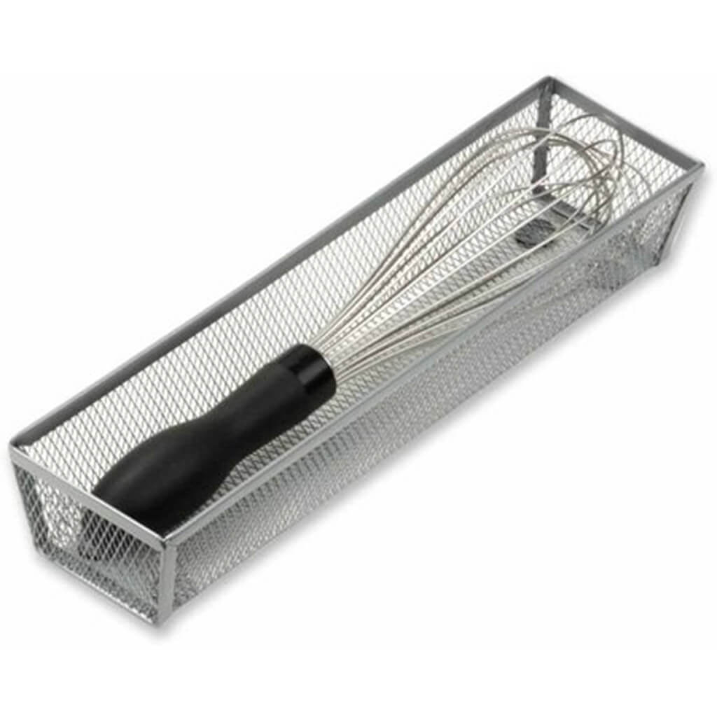 Steel Mesh Drawer Organizer Silver 12 x 3 x 2in