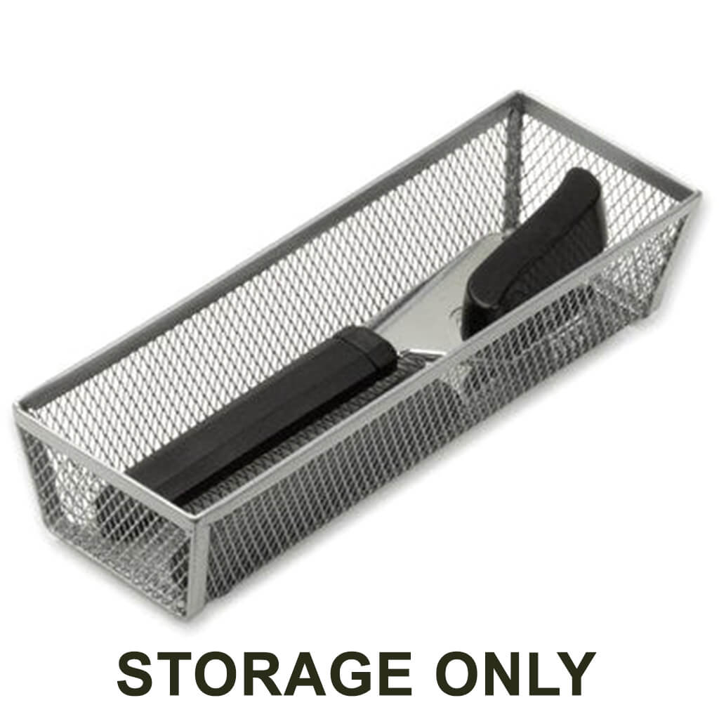 Steel Mesh Drawer Organizer Silver 9 x 3 x 2in