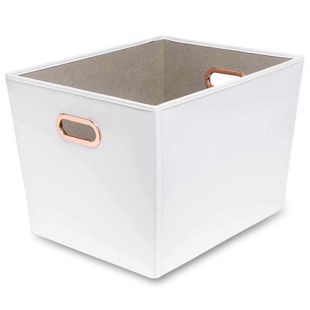 White Large Canvas Tote Bin