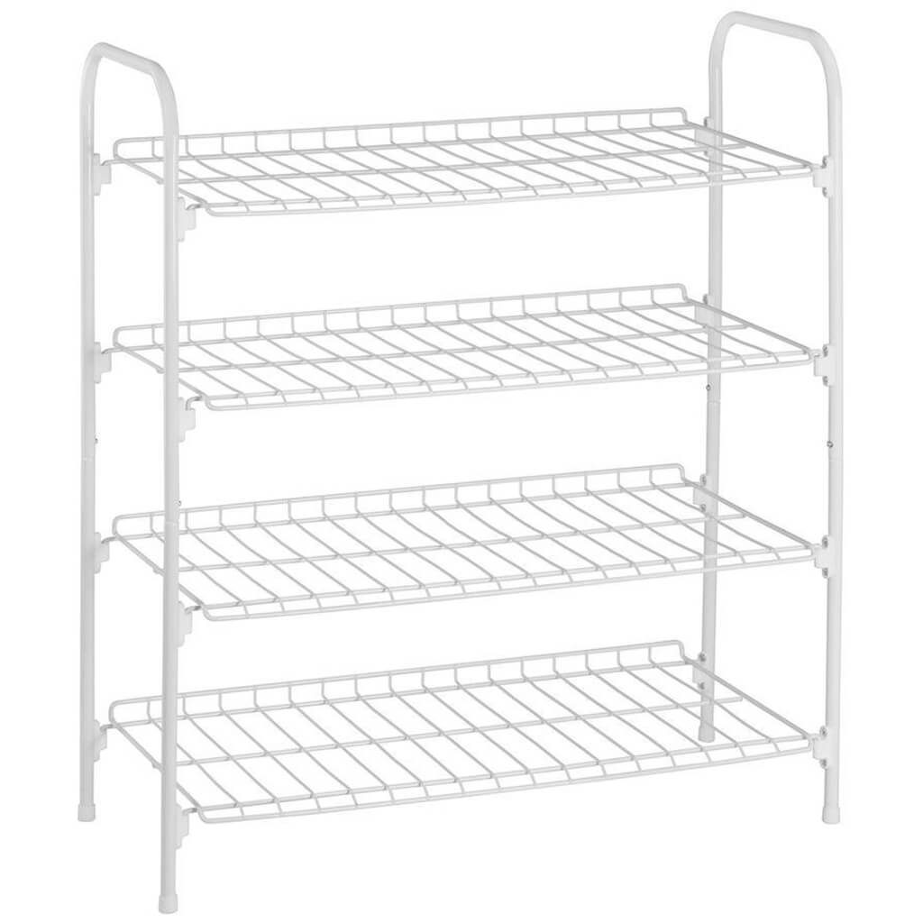 4 Tier White Steel Wire Accessory Rack, 27.6in X 24.8in X 11.8in