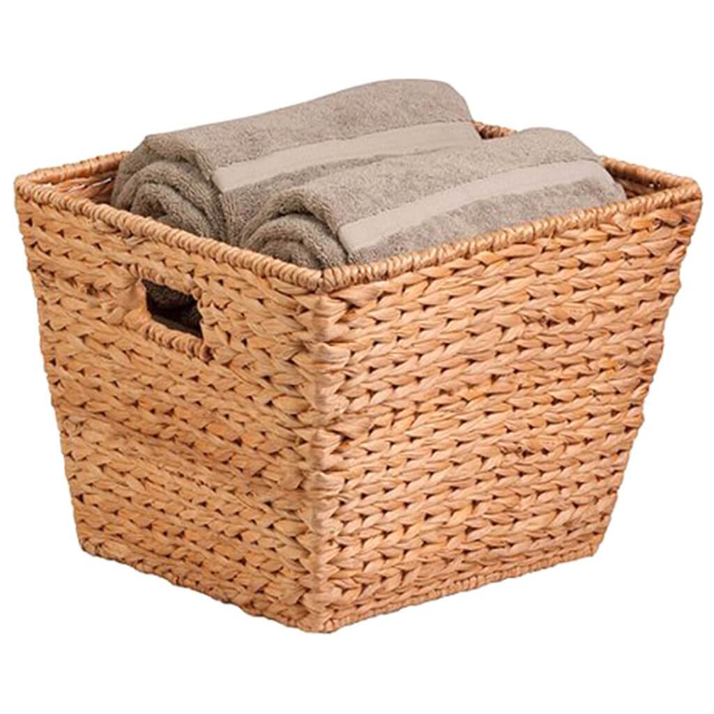 Natural Water Hyacinth Basket 15.75in L X 14.57in W X 12in H