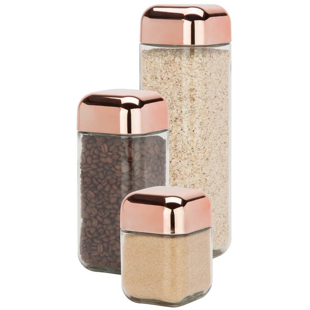 Glass &amp; Copper Canister Set