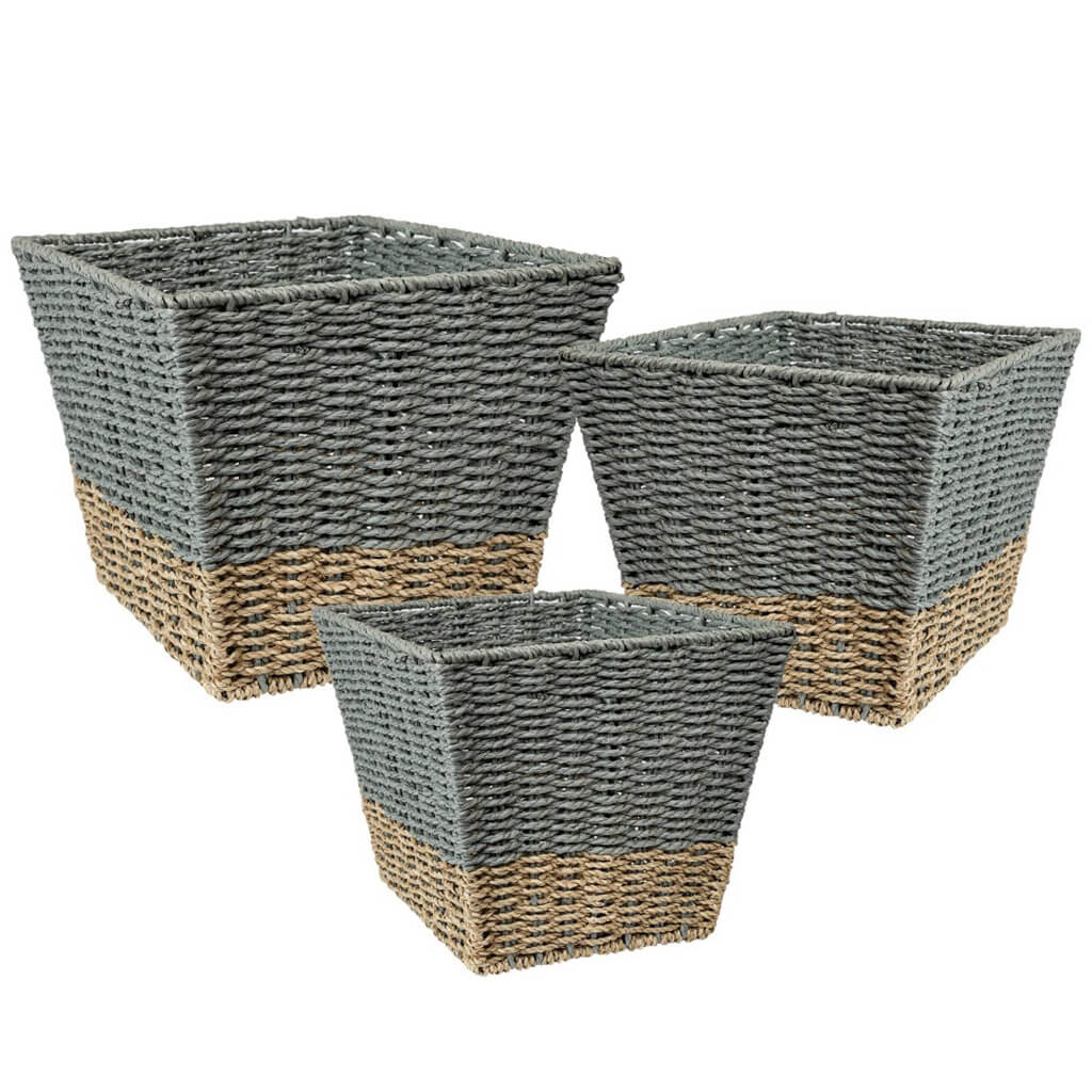 Square Seagrass Baskets Set of 3