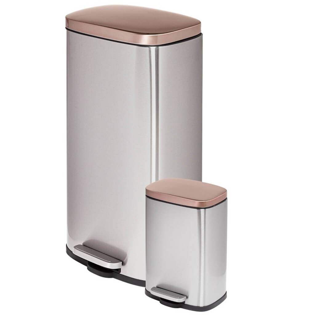 Stainless Steel Combo Trash Can, Silver/Rose Gold 5L and 30L