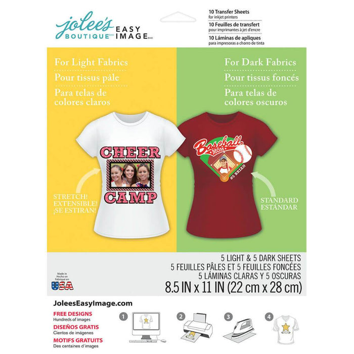 Jolee's Easy Image Printable Transfer Sheets Light & Dark Combo Pack