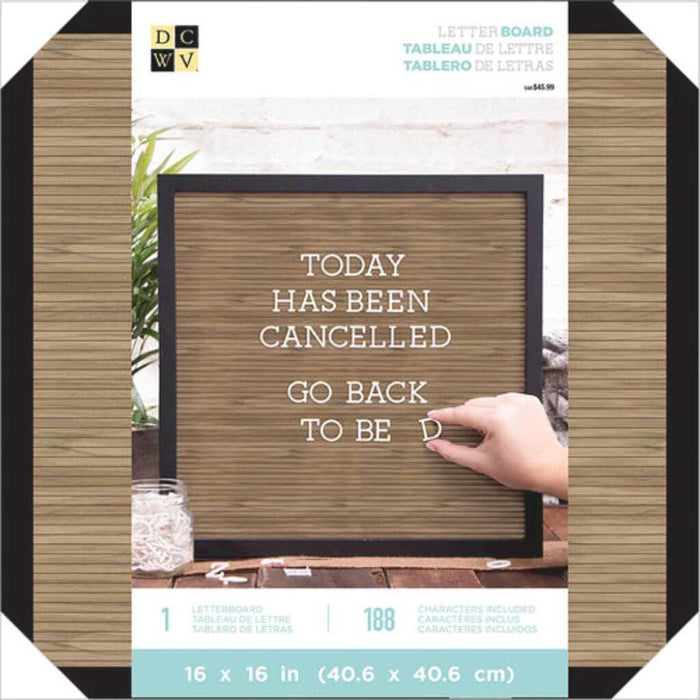 Black Frame Letter Board 16in x 16in Light Wood (189 pcs)