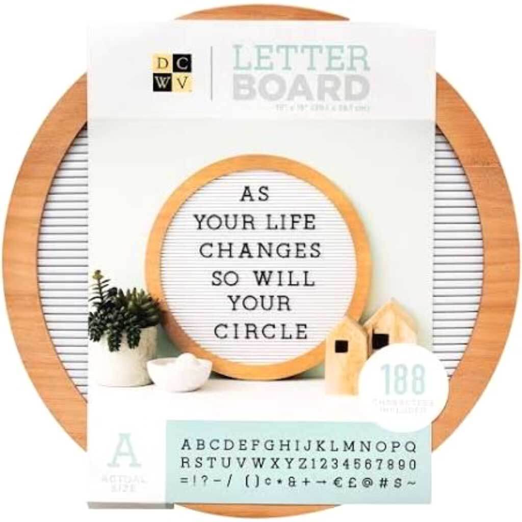 White with Light Wood Circular Letter Board