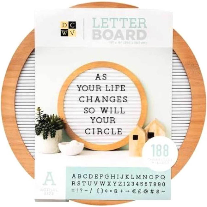 DCWV White Light Wood Circular Letterboard 15in x 15in