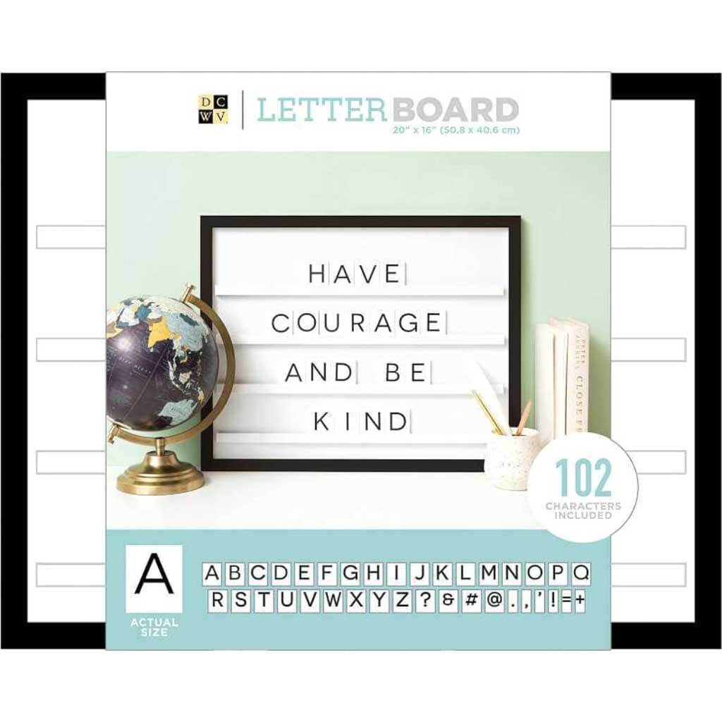 Sliding Letter Board 20in x 16in Black W/White Tiles