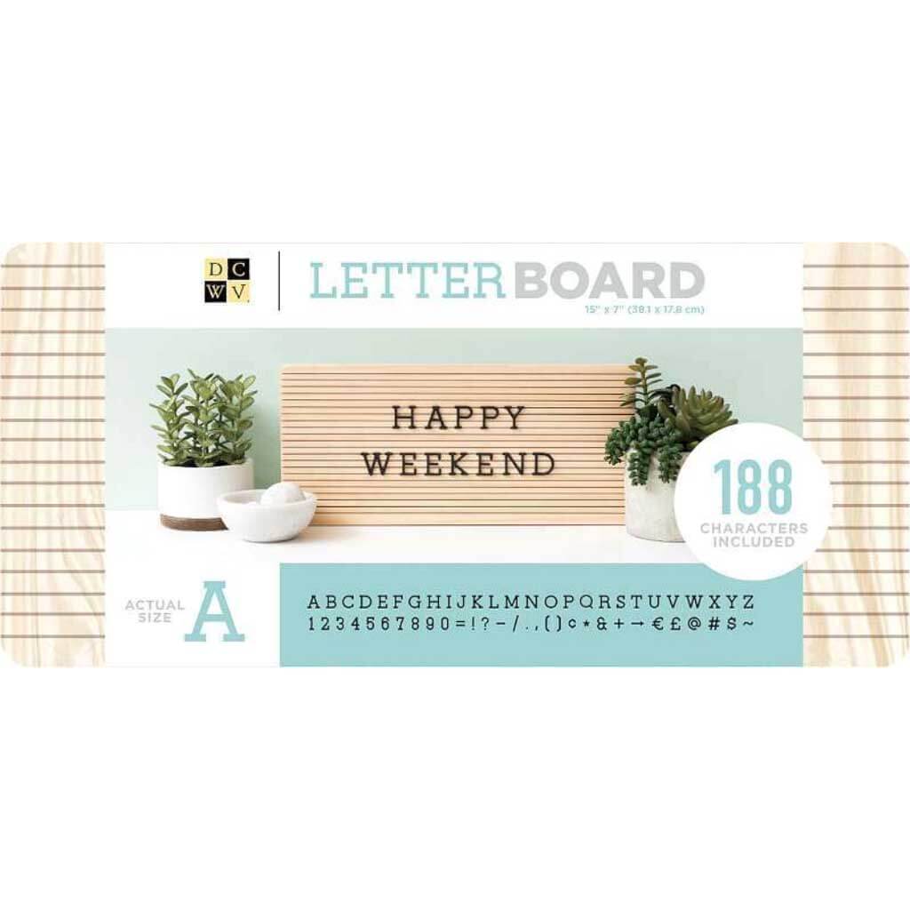 DCWV Frameless Light Wood Letter Board 15x7 with Black Letters
