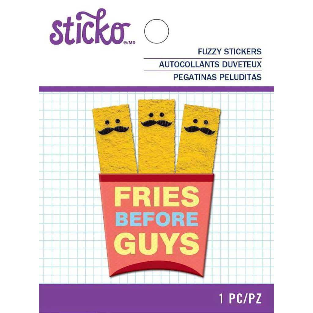 Mustache Fries Fuzzy Sticker