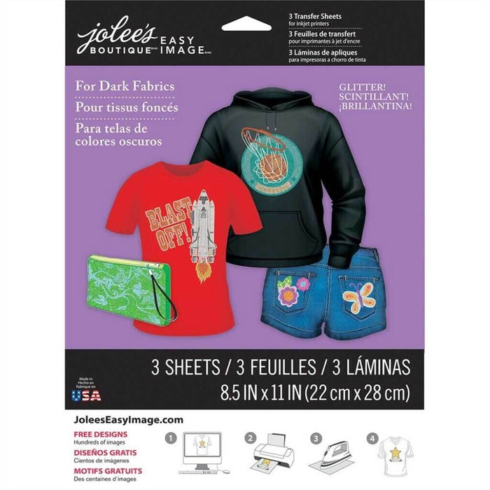 Jolee's Easy Image Glitter Transfer Sheets for Dark Fabrics