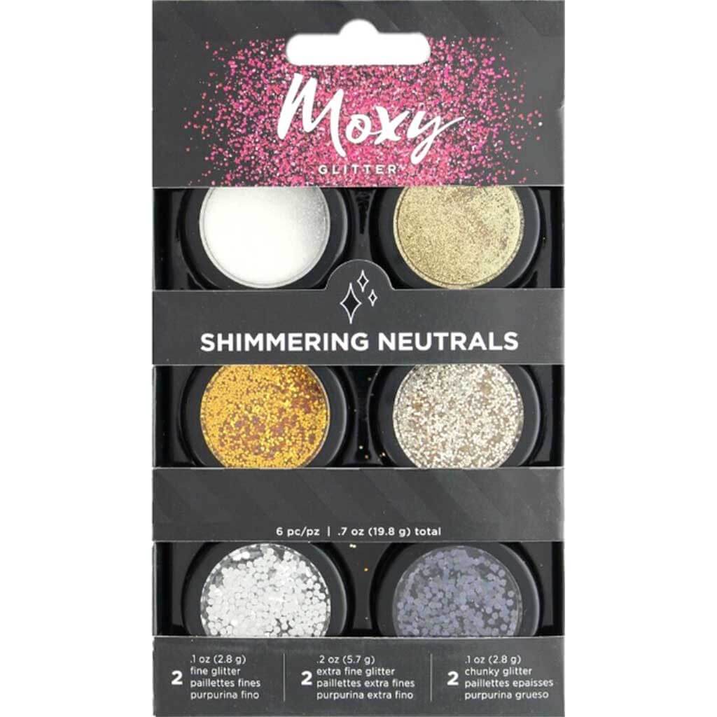 Moxy Shimmering Neutrals Extra Fine Fine And Chunky Glitter 6pcs