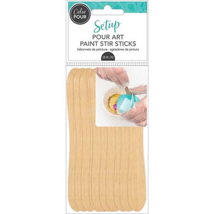 Color Pour Paint Stir Sticks 20 Pack Pour Art
