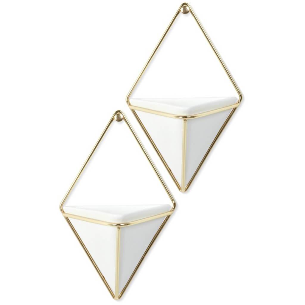 Trigg Small Wall Display Set of 2 White-Brass