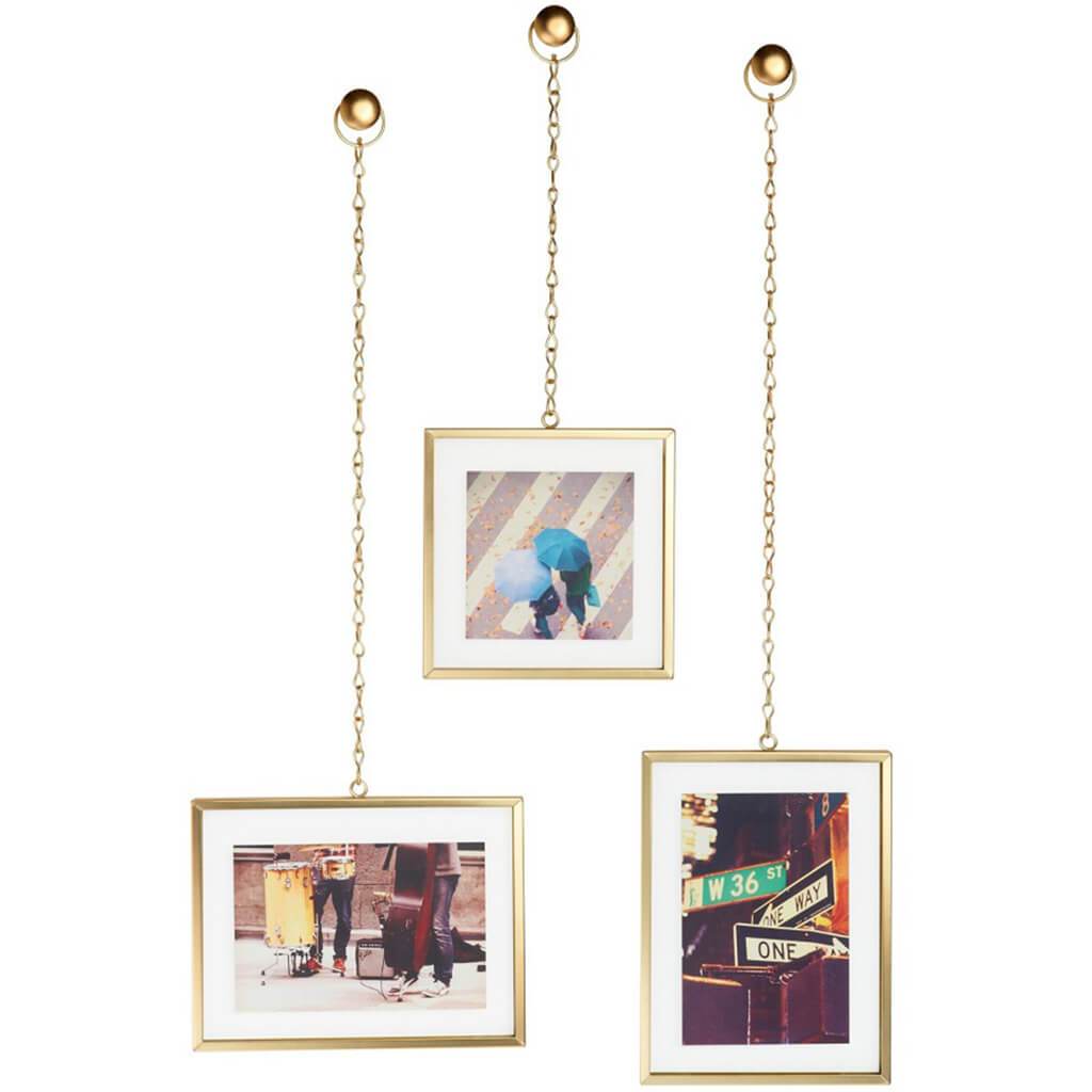 Fotochain Picture Frame Set of 3 Matte-Brass