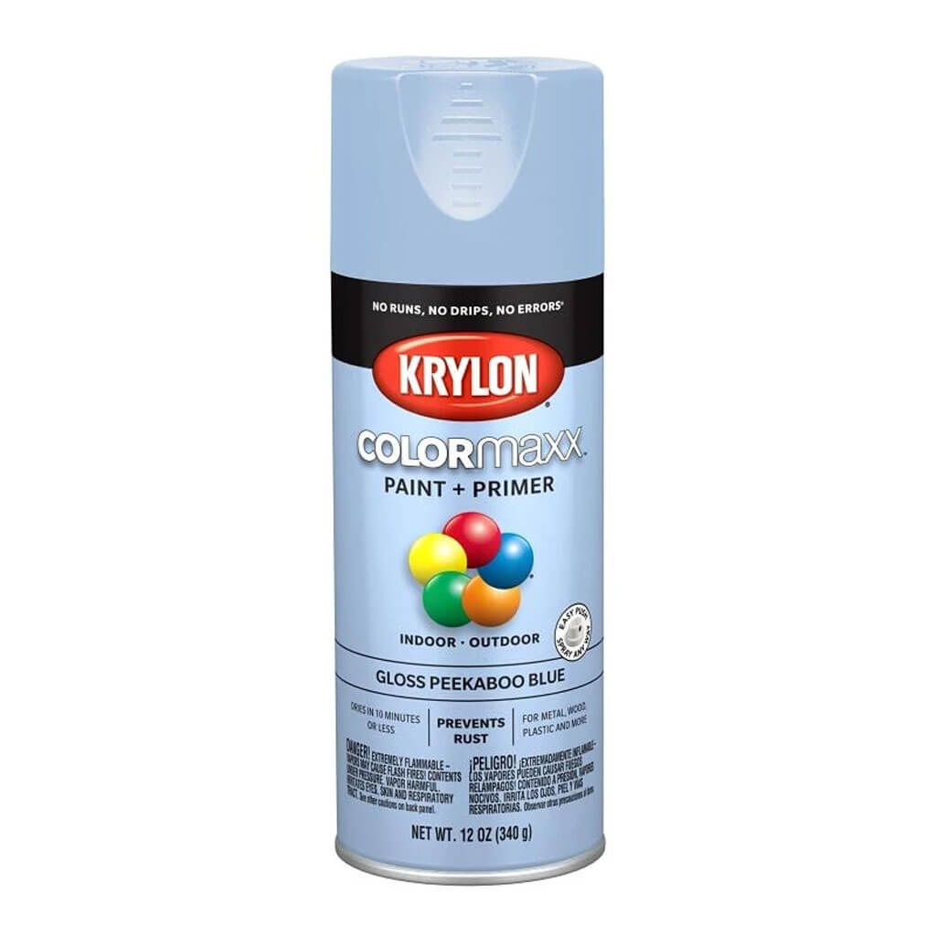 Krylon Colormaxx Spray Paint Gloss 12oz Peekaboo Blue