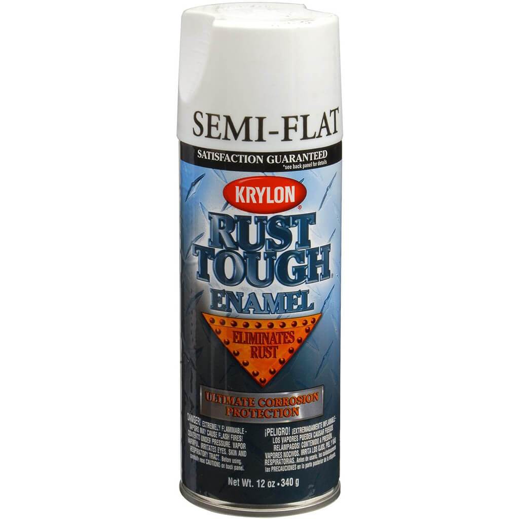 Rust Tough White Semi Flat Spray Paint 12oz