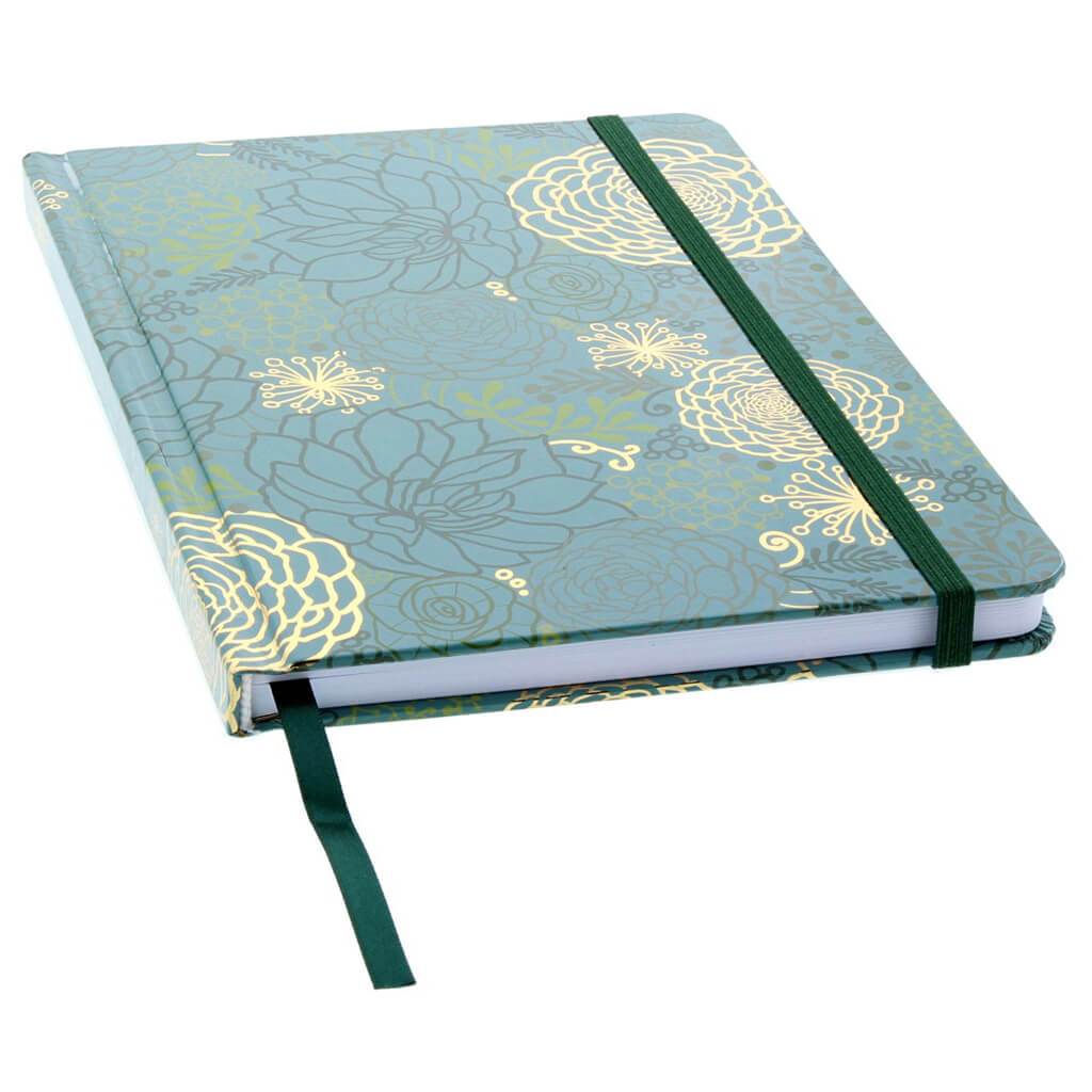 Limited Edition Fashion Floral Outline Blue Journal Dot Grid 6in x 8in