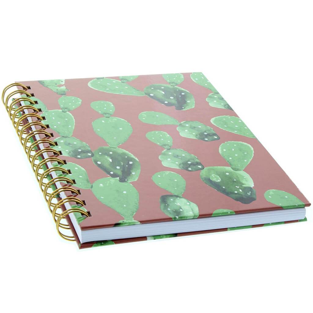 Dream Cactus Blue Spiral Fashion Dotted Grid Journal 6in x 8in