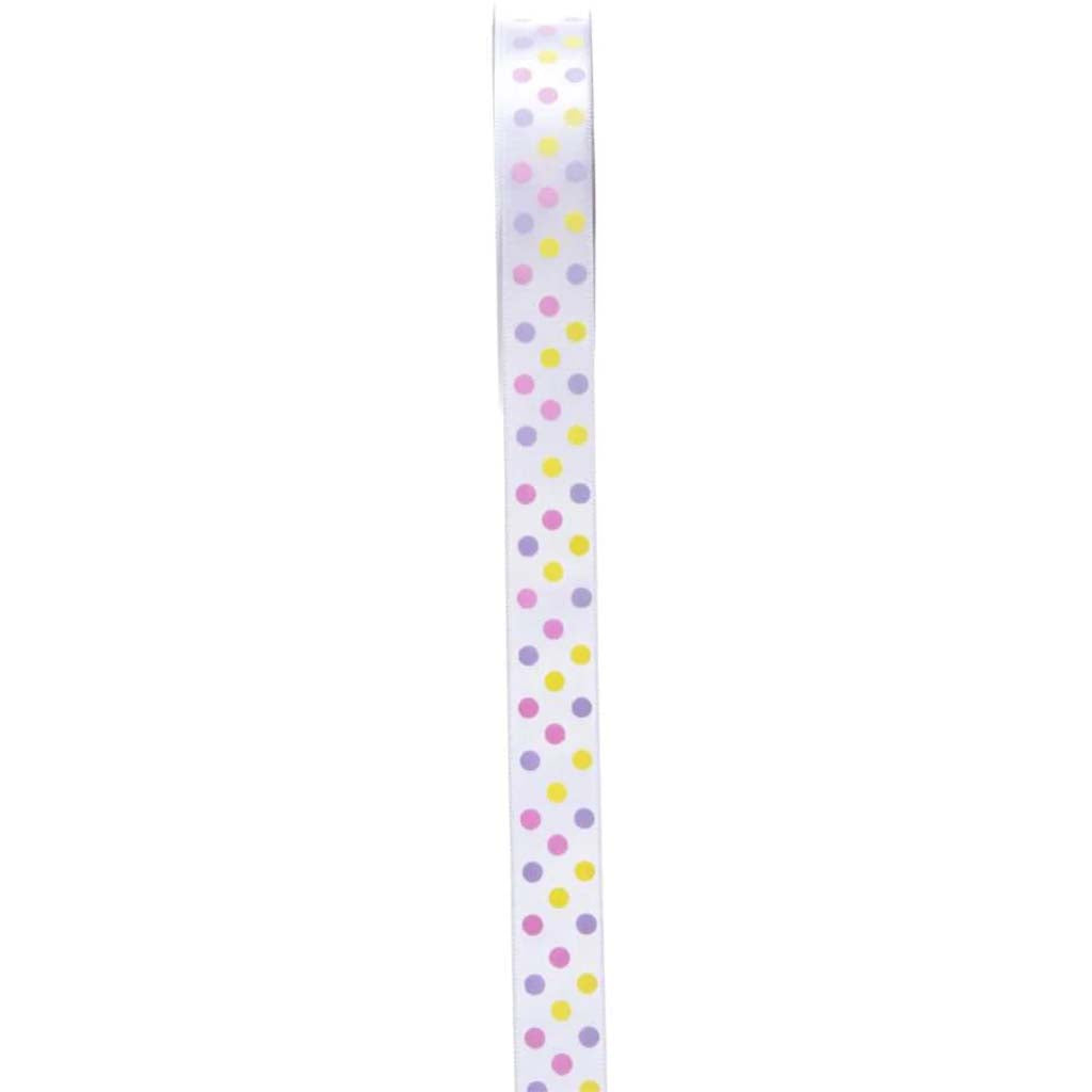 Pastel Purple/Yellow With Pink Dot Ribbon .625in x 3yds