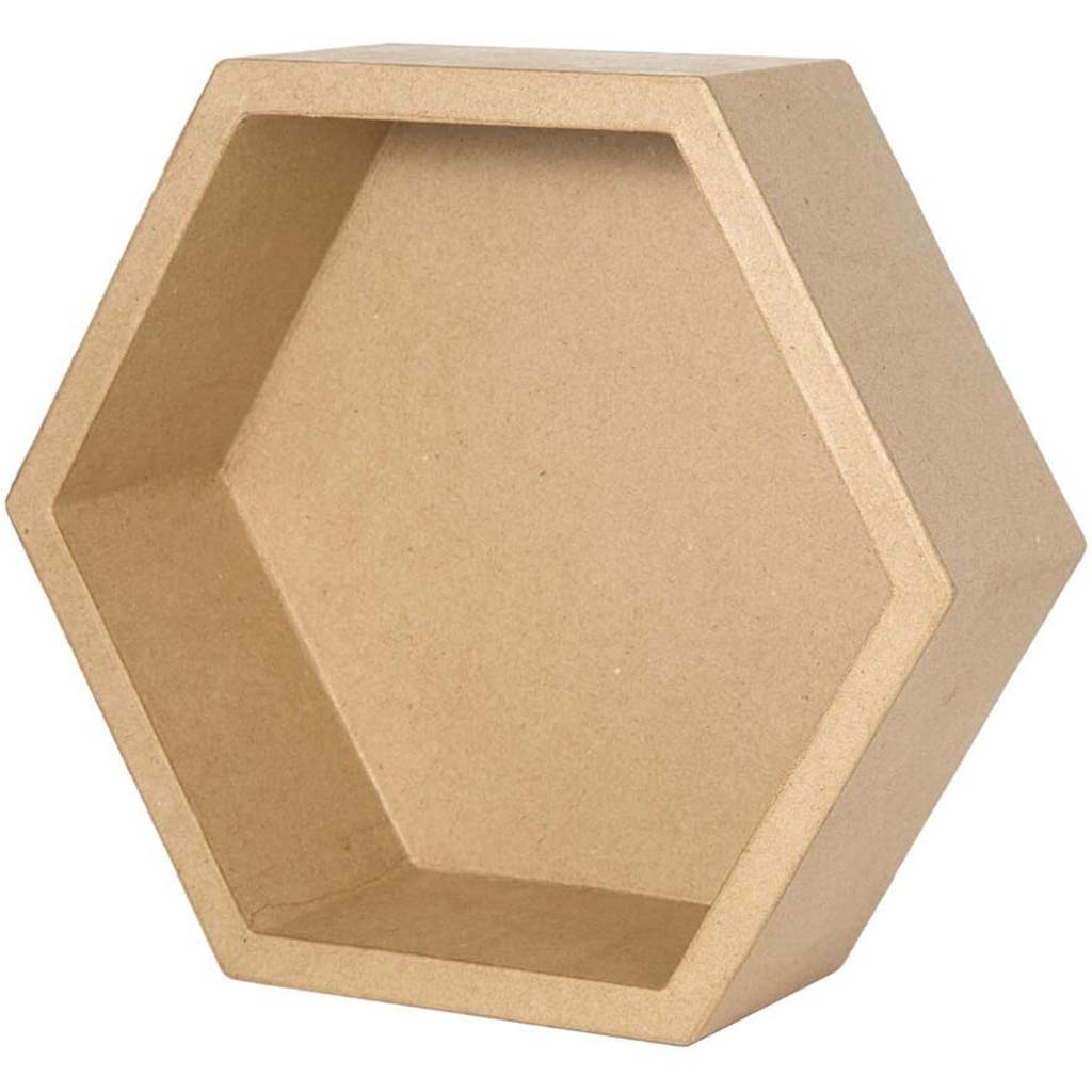 Paper Mache Shadowbox: Hexagon, 9.75 x 11.38 Inches