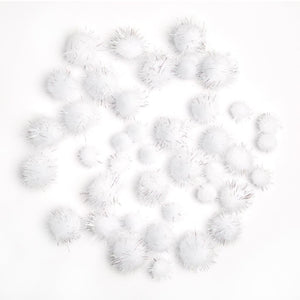 Tinsel Pom Poms : 0.5 to 1 Inch, 40 Pack