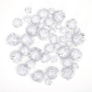 Tinsel Pom Poms : 0.5 to 1 Inch, 40 Pack