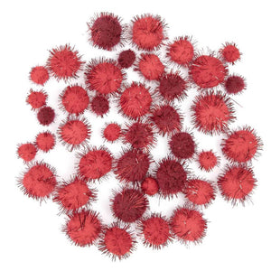 Tinsel Pom Poms : 0.5 to 1 Inch, 40 Pack