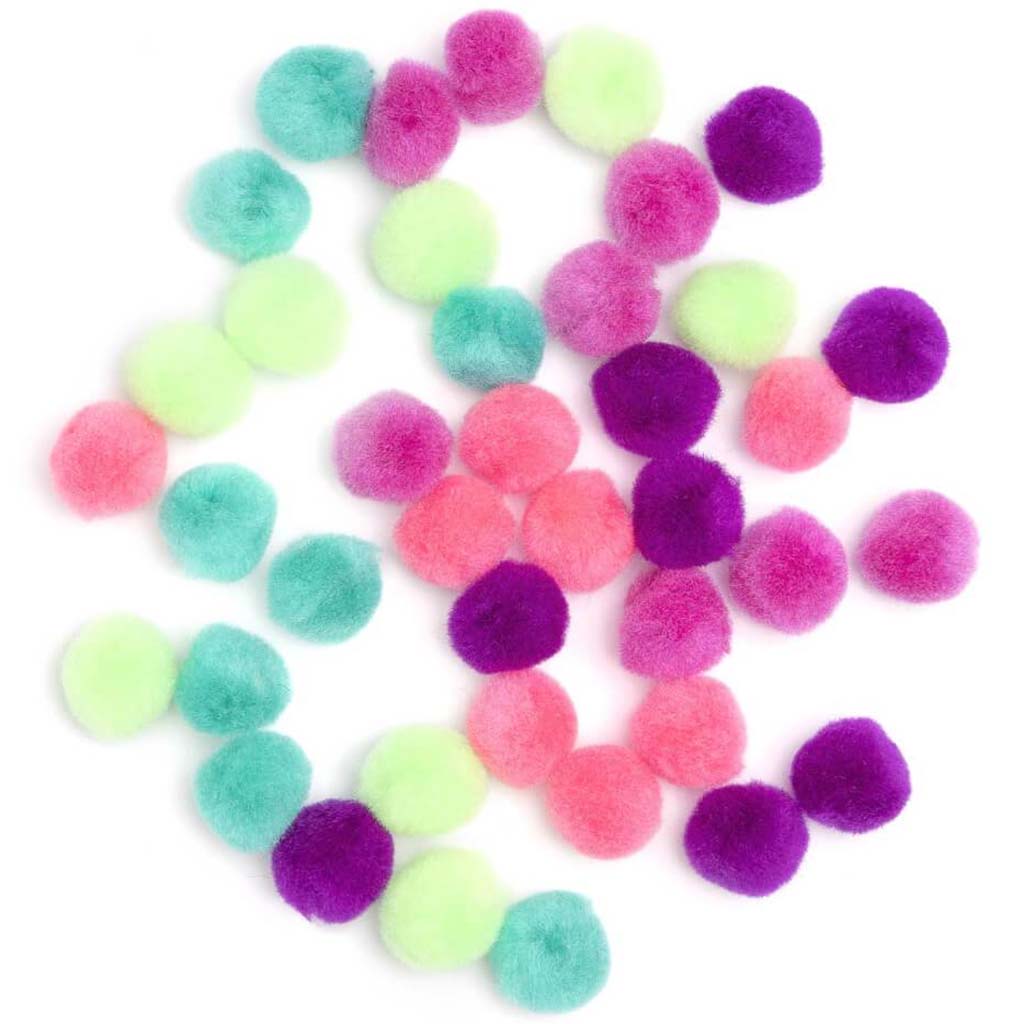 Bright Color Pom Poms : 1 Inch, 40 Pack