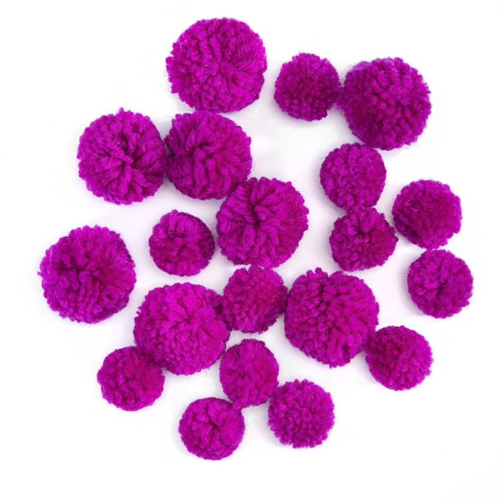 Yarn Pom Poms : 1 to 1.5 Inches, 20 Pack