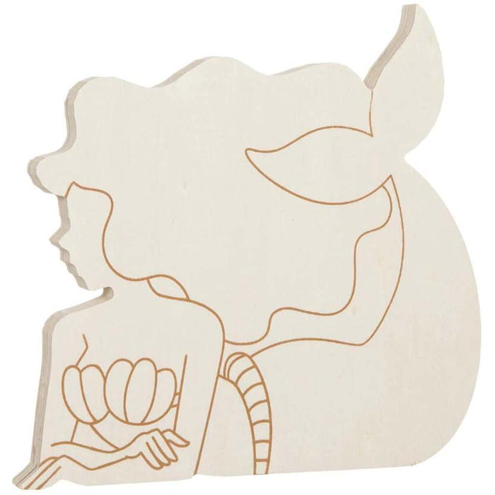 Mermaid Standing Wood Shape: 6.5 x 6.5 Inches