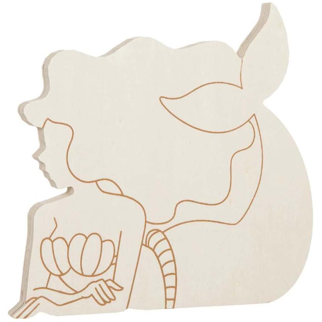 Mermaid Standing Wood Shape: 6.5 x 6.5 Inches
