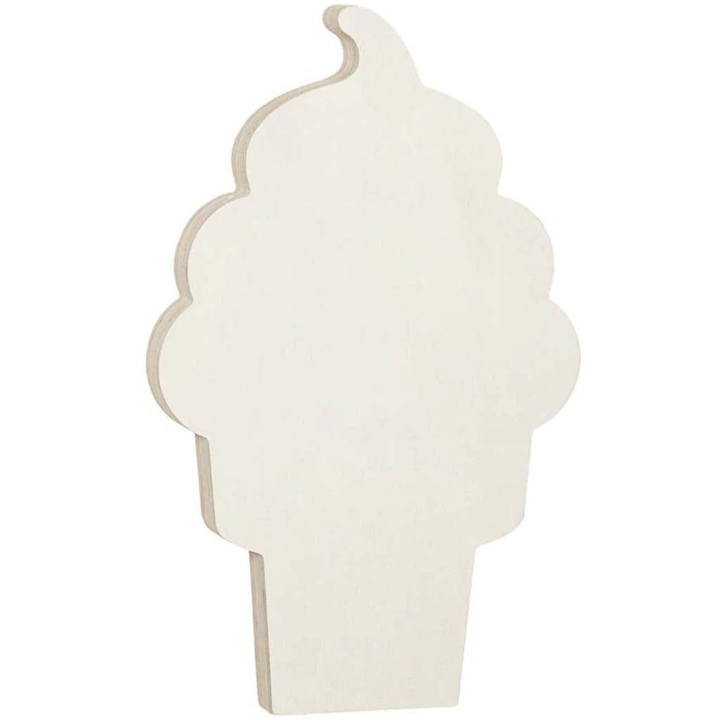 Ice Cream Cone Standing Wood Shape: 4.625 x 7.5 Inches