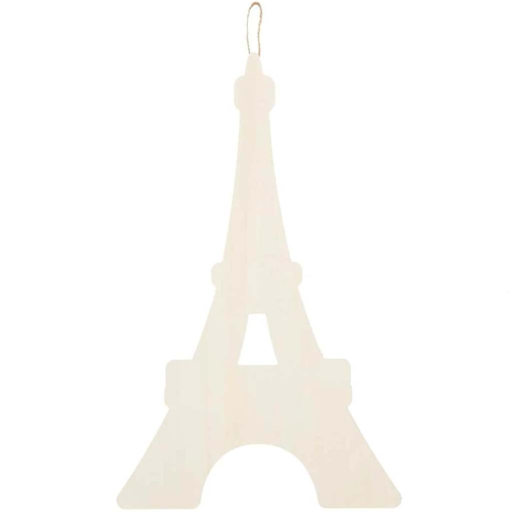 Eiffel Tower Hanging Wood Shape: 9 x 14.5 Inches