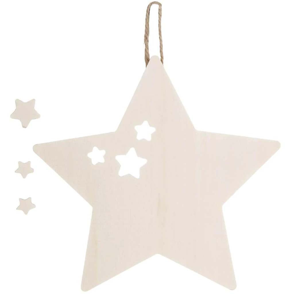 Star Hanging Wood Shape: 4 Pieces