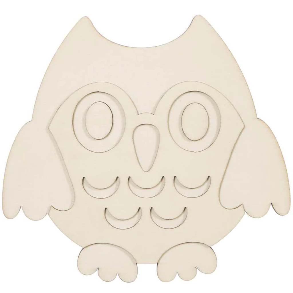 Owl Layered Wood Shape: 6.25 x 5.83 Inches