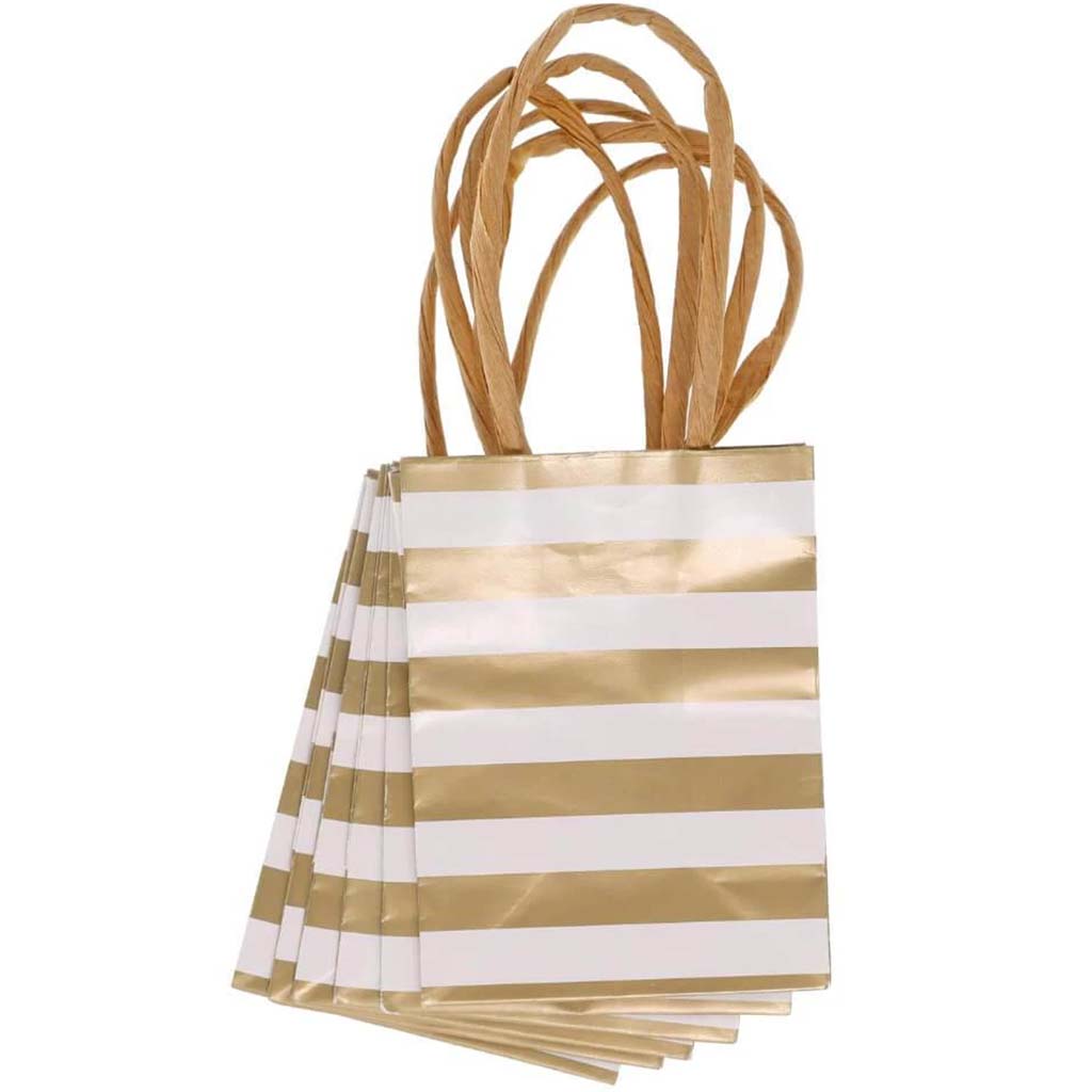 Mini Gift Bag: Gold Stripe, 3 x 4 Inches, 6 Pieces