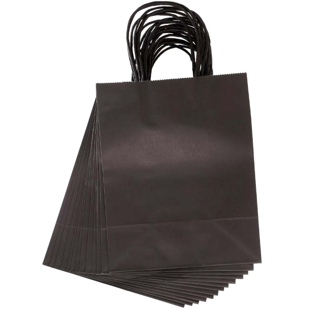 Medium Gift Bag: Black, 8 x 10 Inches, 13 Pieces