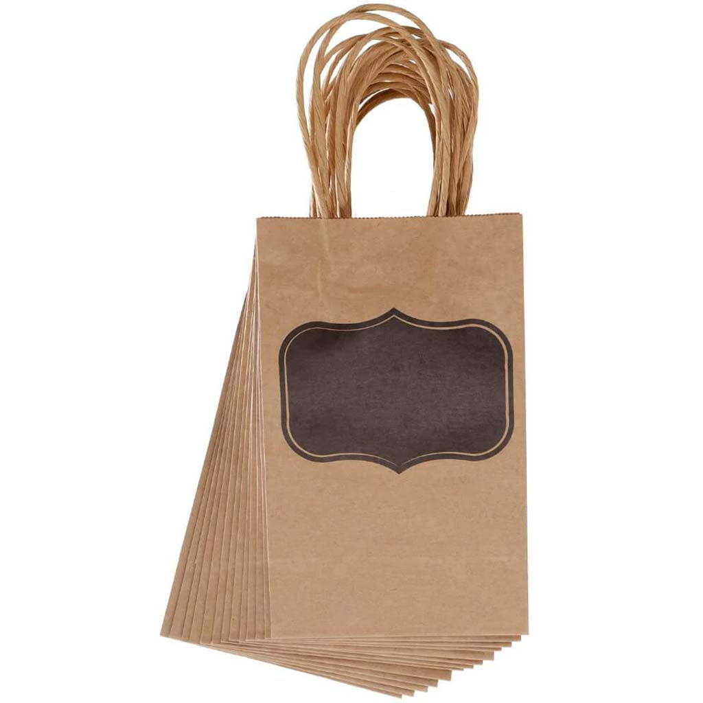 Small Gift Bag: Kraft Black, 5 x 8 Inches, 13 Pieces