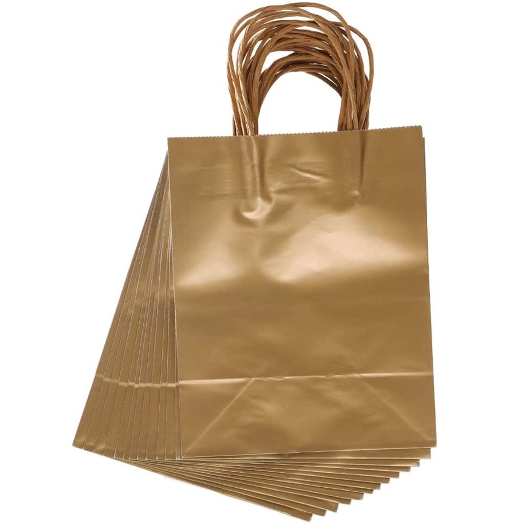 Medium Gift Bag: Gold, 8 x 10 Inches, 13 Pieces