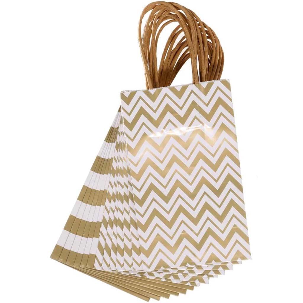 Small Gift Bag: Gold Pattern, 5 x 8 Inches, 13 Pieces