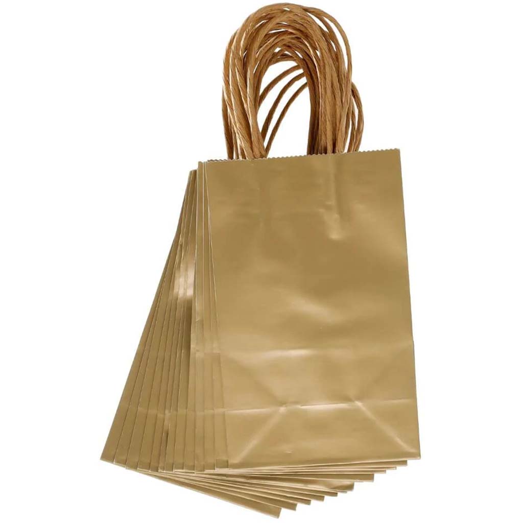 Small Gift Bag: Gold, 5 x 8 Inches, 13 Pieces