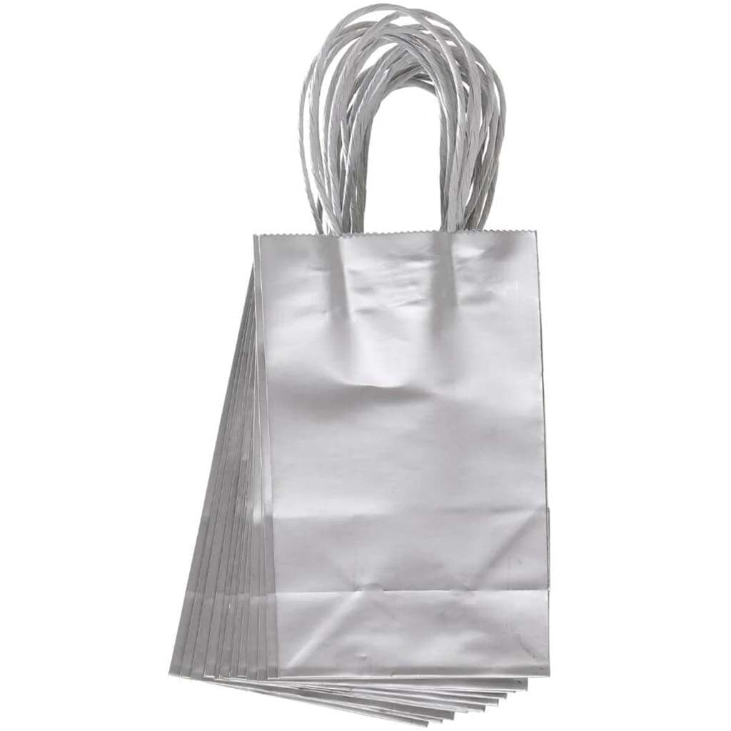 Small Gift Bag: Silver, 5 x 8 Inches, 13 Pieces