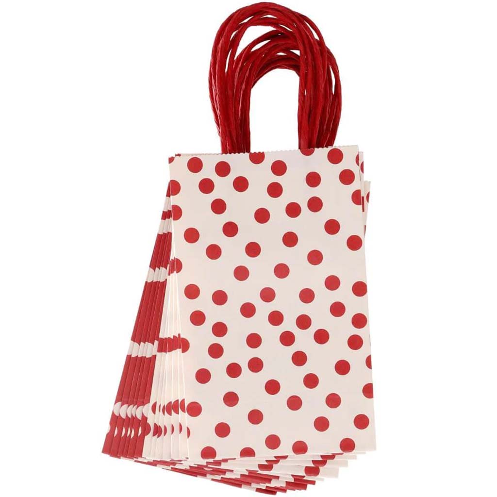 Small Gift Bag: Red Print, 5 x 8 Inches, 13 Pieces