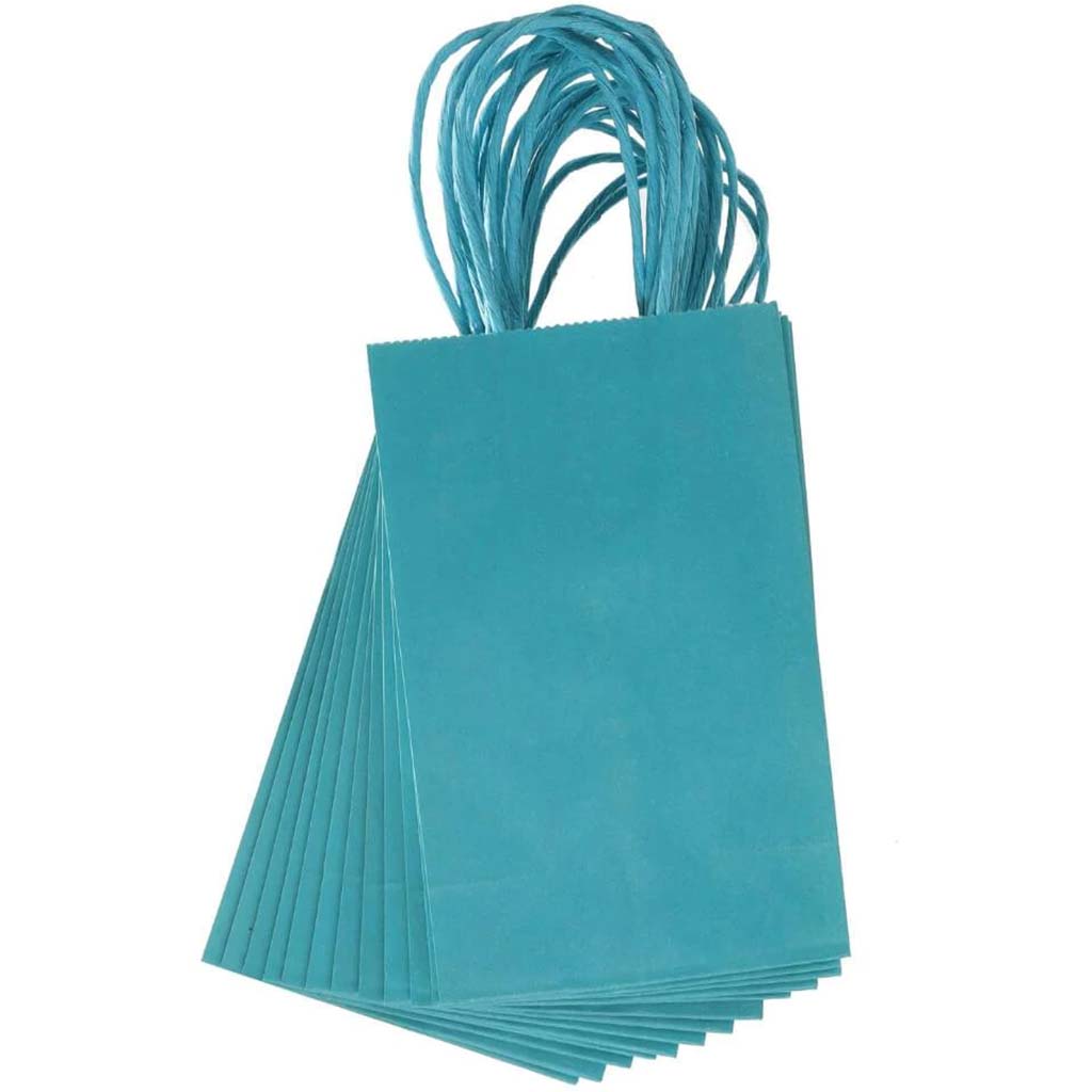 Small Gift Bag: Turquoise, 5 x 8 Inches, 13 Pieces