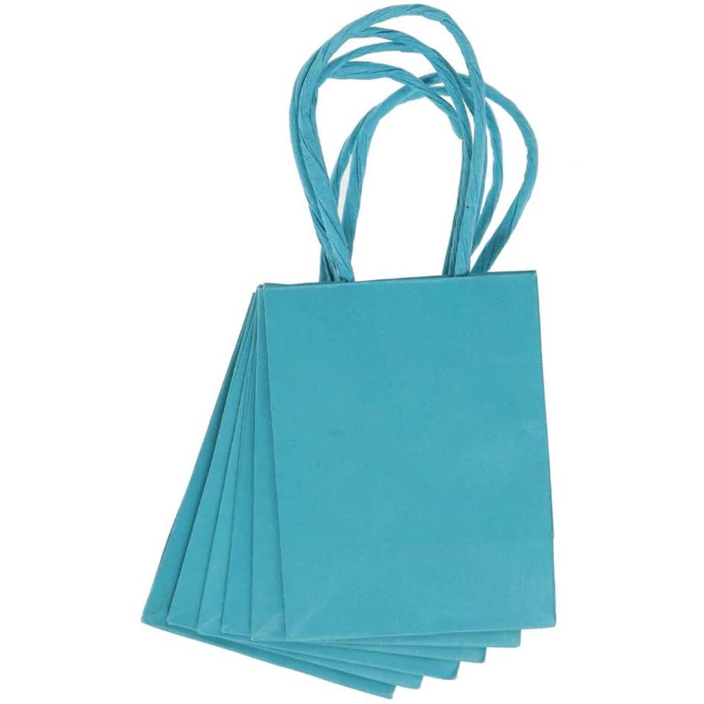 Mini Gift Bag: Turquoise, 3 x 4 Inches, 6 Pieces