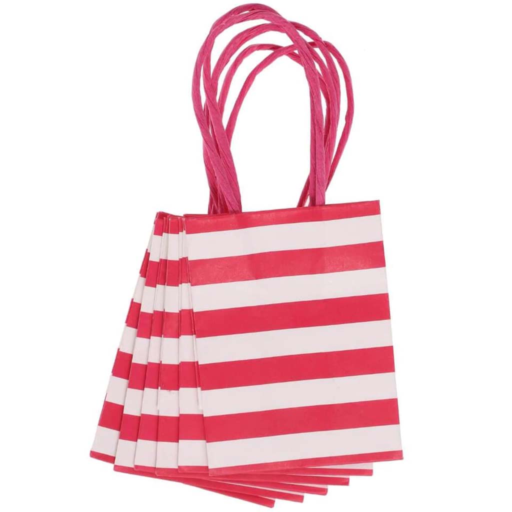 Mini Gift Bag: Pink Stripe, 3 x 4 Inches, 6 Pieces